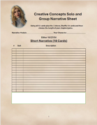 Creative Concepts Solo and Group Narrative Sheet