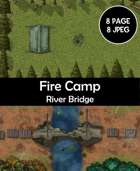 Fire camp and broken river bridge map