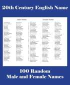 100 random 20th century english name