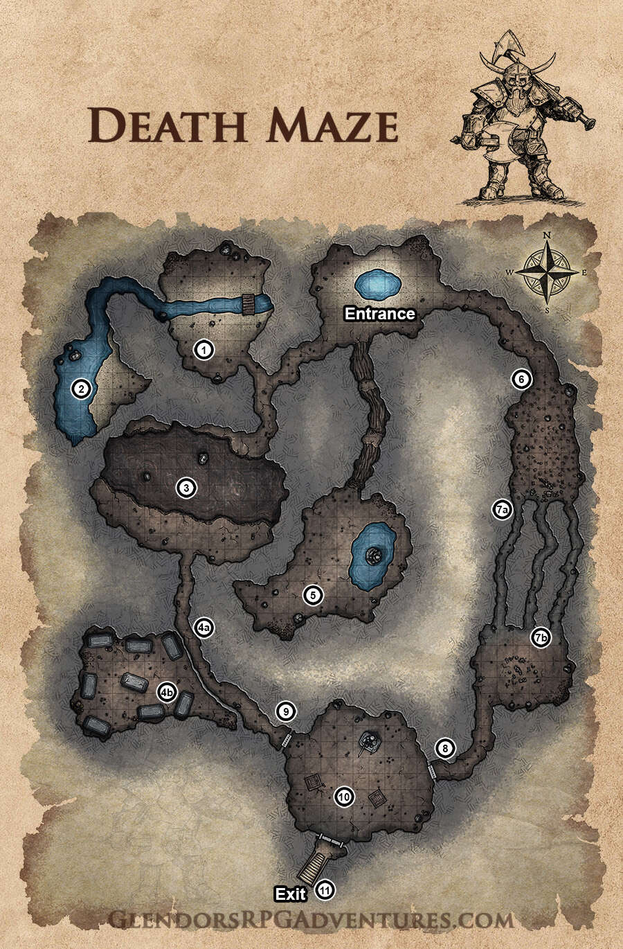 Death Maze dungeon map Glendor's RPG Adventures Glendor's RPG