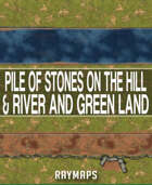 A4 20X30 Pile Of Stones On The Hill & River And Green Land
