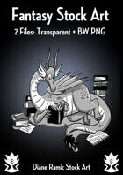 Cartoony Dragon Reading Books Stock Art