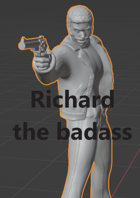 Richard - the badass. 3D Printable 28 - 35 mm miniature (.STL in Zip file)
