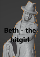 Beth - the hitgirl. 3D Printable 28 - 35 mm miniature (.STL in Zip file)