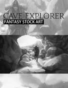 Fantasy Stock Art: Cave Explorer (B&W)