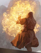Full Page Stock Art: Wizard Casting a Fire Spell