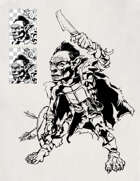 B&W Spot Illustration Stock Art: Goblin Warrior