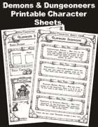 Demons & Dungeoneers! Printable Character Sheets