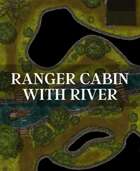 Ranger Cabin with River Multi-Level RPG Encounter Battle Map - 30x40