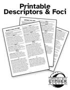 Printable Descriptors & Foci for Cypher System