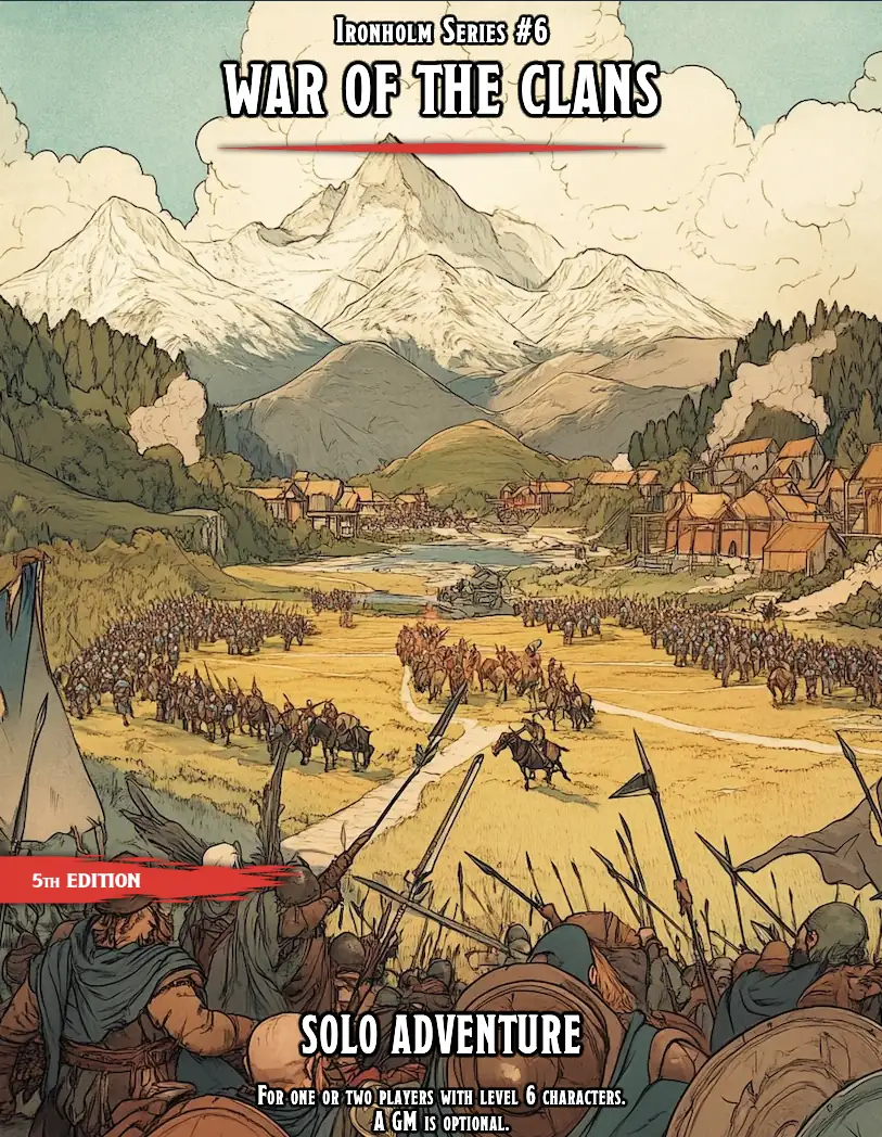 Portada de IH6 - War of the Clans (Solo 5e Adventure)