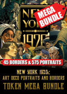 New York 1920s: Art Deco Portraits and Borders Tokens [BUNDLE]