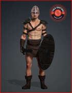 Barbarian's Fury: Isometric Tokens of Power - Human Male Barabarian with Sword & Shield