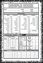 Simple Sixes Printable Character Record