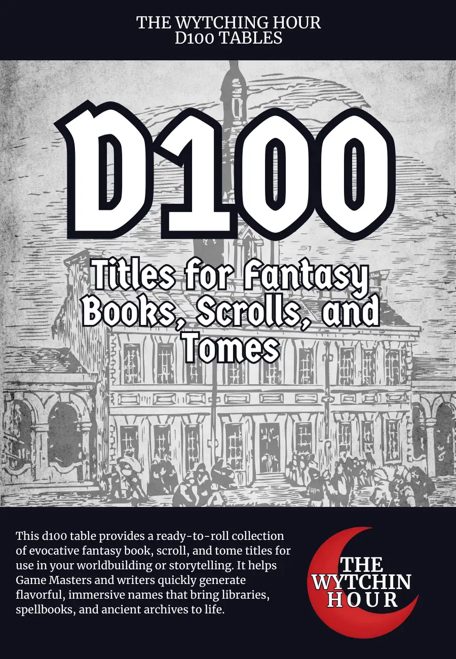 D100 Titles for Fantasy Books, Scrolls and Tomes