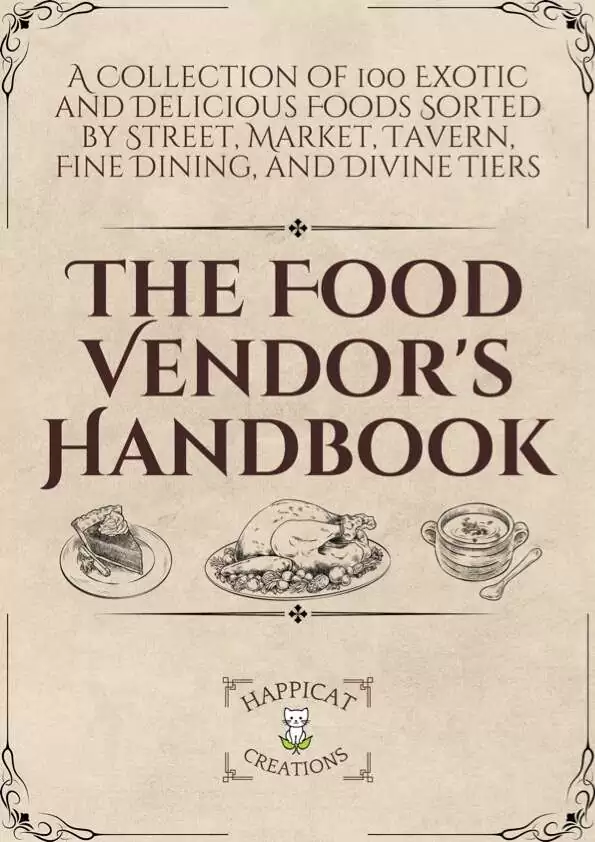 The Food Vendor's Handbook: A Collection of 100 Exotic and Delicious Foods Sorted by Street, Market, Tavern & Inn, Fine Dining, and Divine Tiers