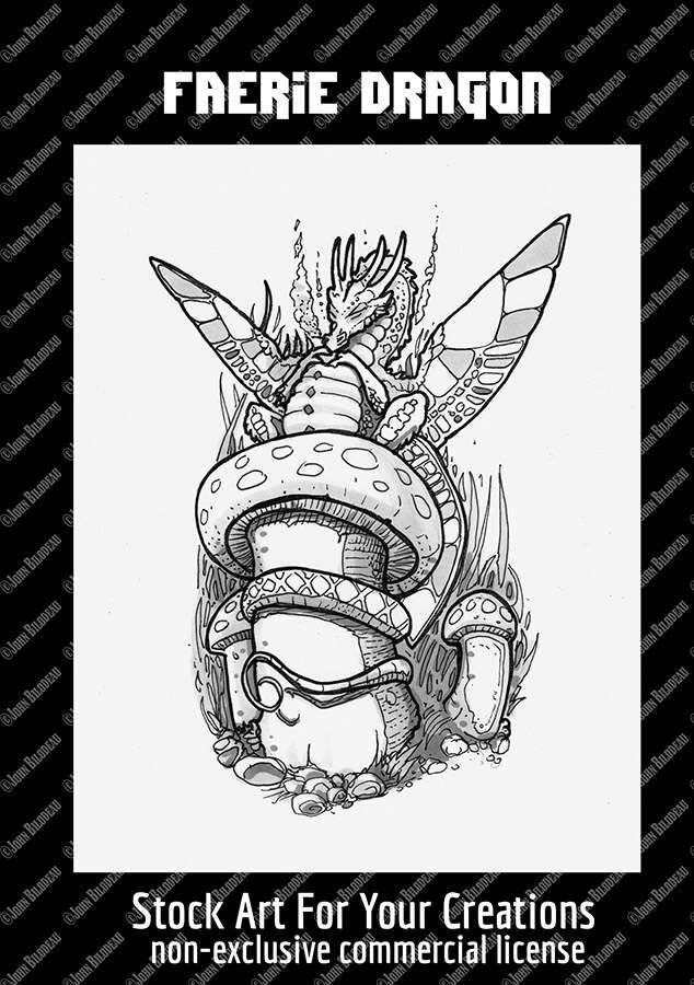 Faerie Dragon Greyscale Clip Art - John Bilodeau Stock Art | DriveThruRPG