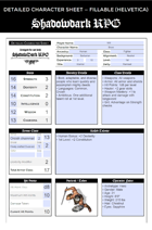 Detailed Character Sheet for Shadowdark RPG — Fillable (Helvetica)