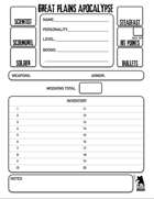 Great Plains Apocalypse Character Sheet Printer Friendly
