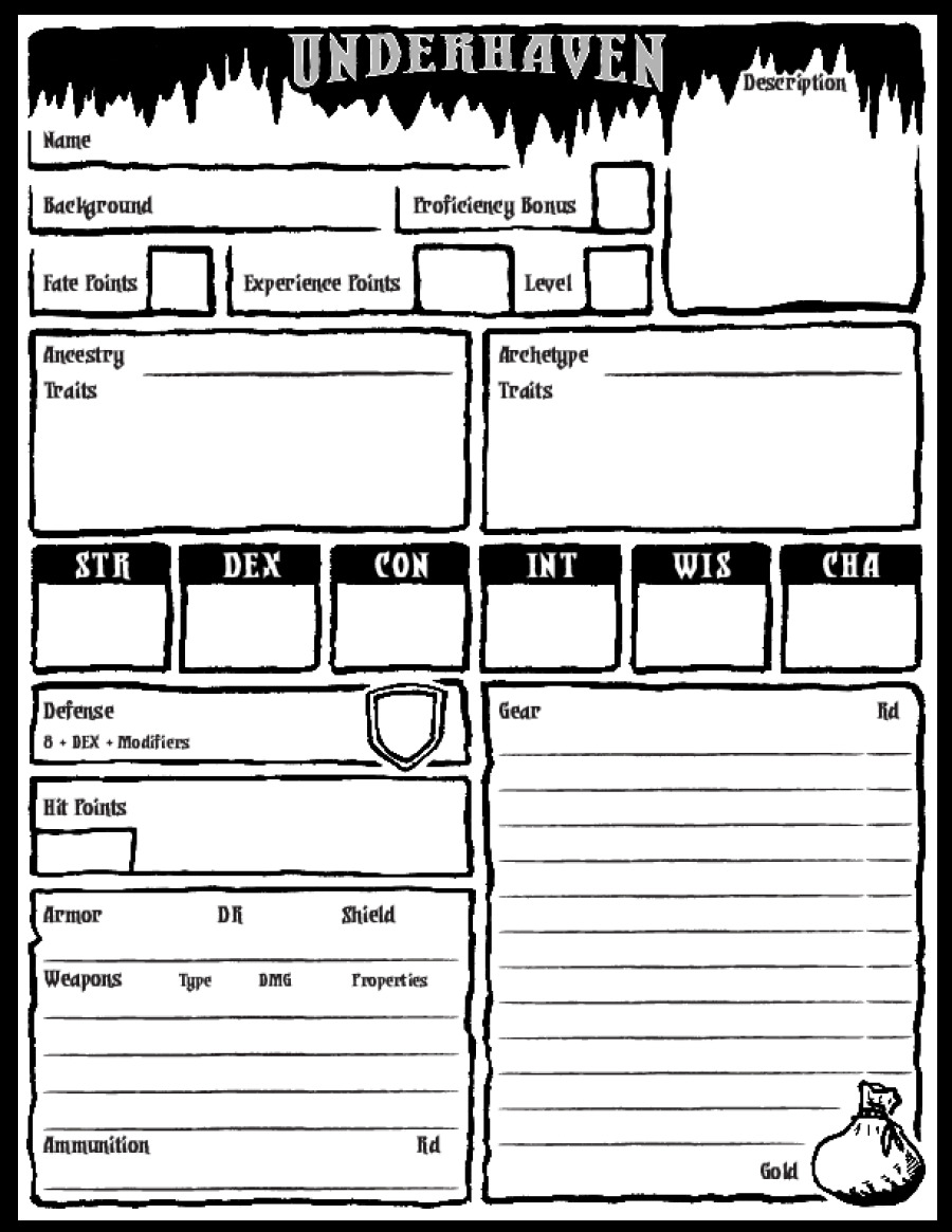Underhaven Character Sheet