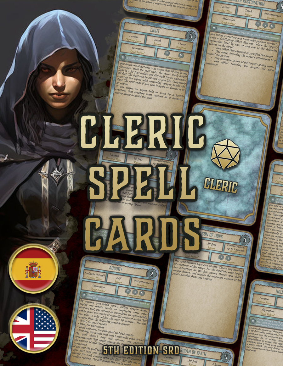 Cleric Spell Cards D&D 5E - Cibola Designs | DriveThruRPG