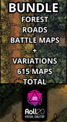 Roll20VTT - Forest Roads Bundle - Battle Maps 5x5-Pack + Variations 615 Maps Total Vol 1