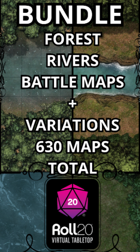 Roll20 VTT - Forest Rivers Bundle - Battle Maps 5x5-Pack + Variations 630 Maps Total Vol 1