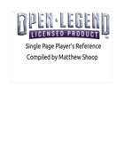 OpenLegendRPG Single Page Player Guide