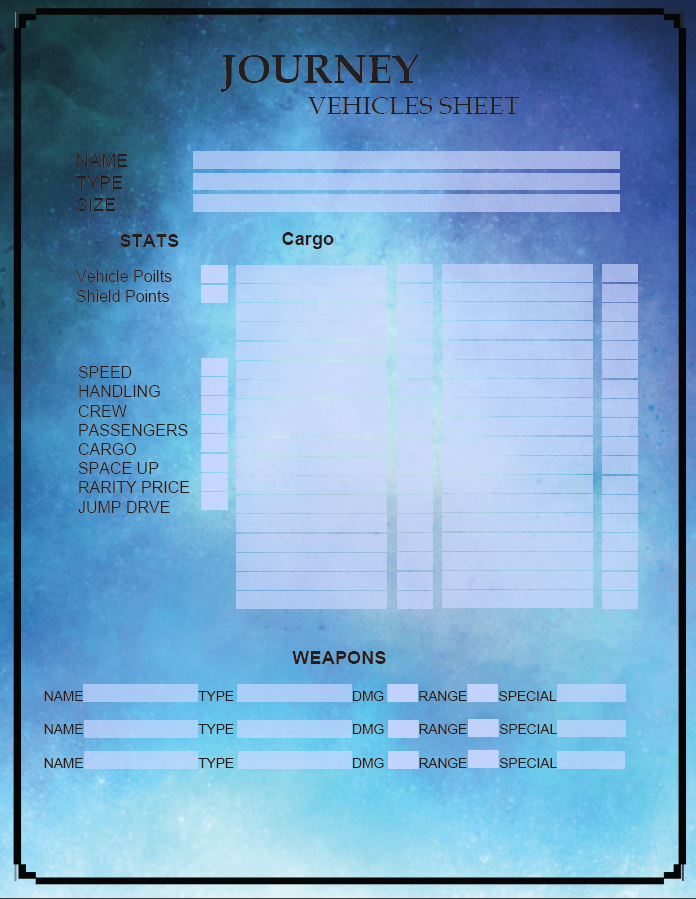 Journey Fillable Vehicle Sheet - Journey Games | DriveThruRPG