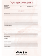 NPC Record Sheet (Fillable & Printable PDF)