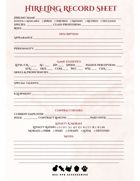 Hireling Record Sheet