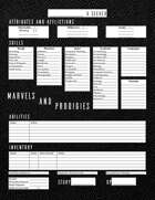Marvels and Prodigies: Character Sheets and Quick Rules