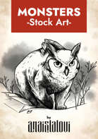 Bear cross with owl monster stock art