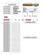 Pathfinder Savage Worlds - Large Print Character Sheet