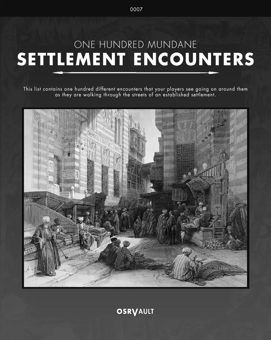 100 Mundane Settlement Encounters