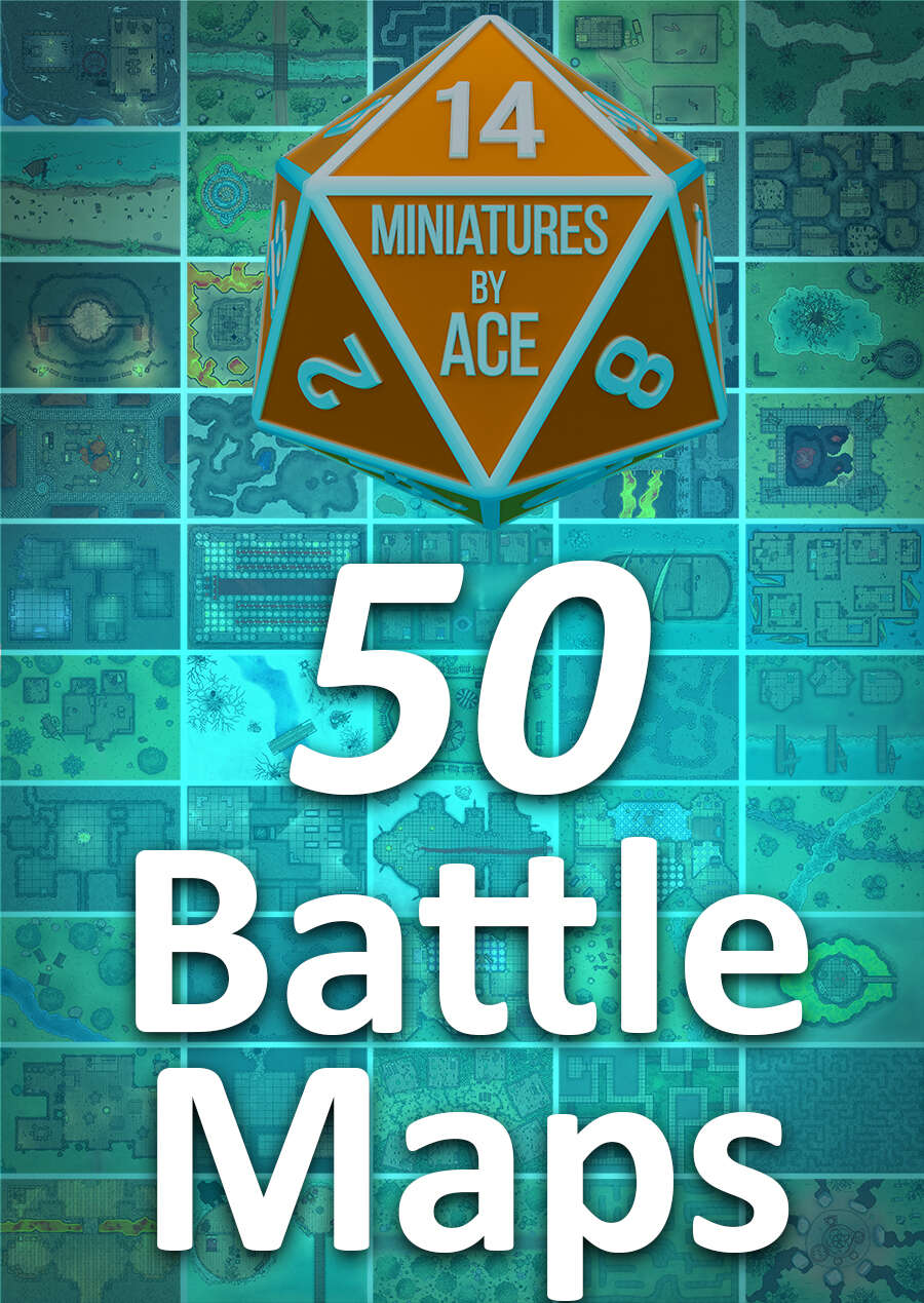 50 Battle Maps for Fantasy TTRPG - Miniatures by Ace | DriveThruRPG