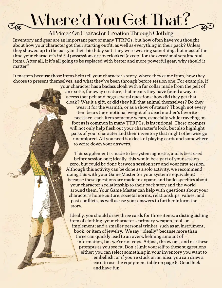 Where'd You Get That? A Costume Generator For Your Character