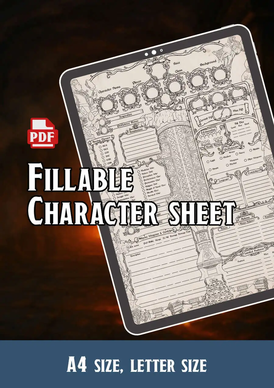 Fillable Character Sheet - Dwarven Forge Theme - EverOn Games | 5e ...