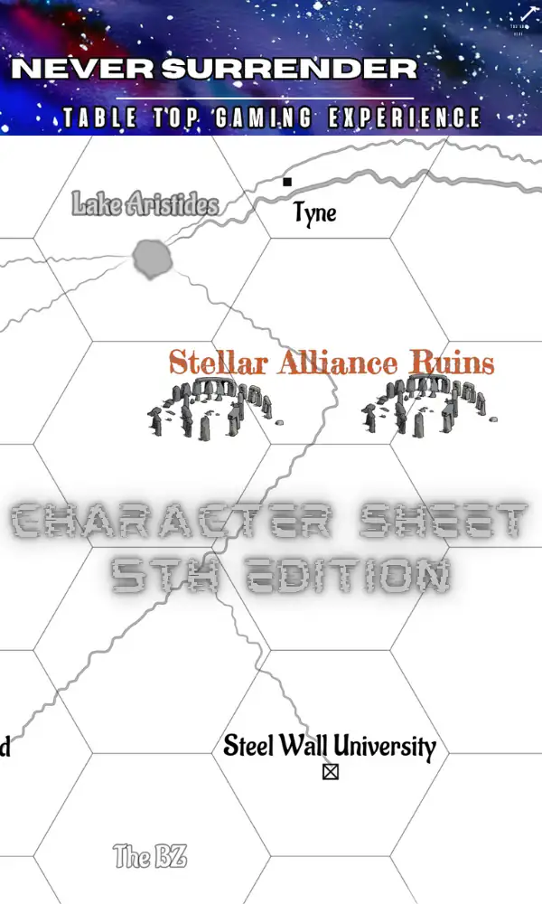 Never Surrender RPG Character Sheet 5th Ed. - Stellar Forge | DriveThruRPG