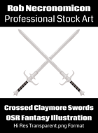 Crossed Claymore Swords - Fantasy Stock Art Icon Filler Illustration