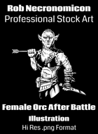 Fantasy Female Orc After Battle - Dark Fantasy Stock Art Illustration