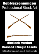 Musket Flintlock Guns - Single and Crossed Assets - TTRPG Stock Art