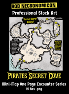 Pirates Secret Cove Hideout - Fantasy OSR D&D One Page Map Encounter