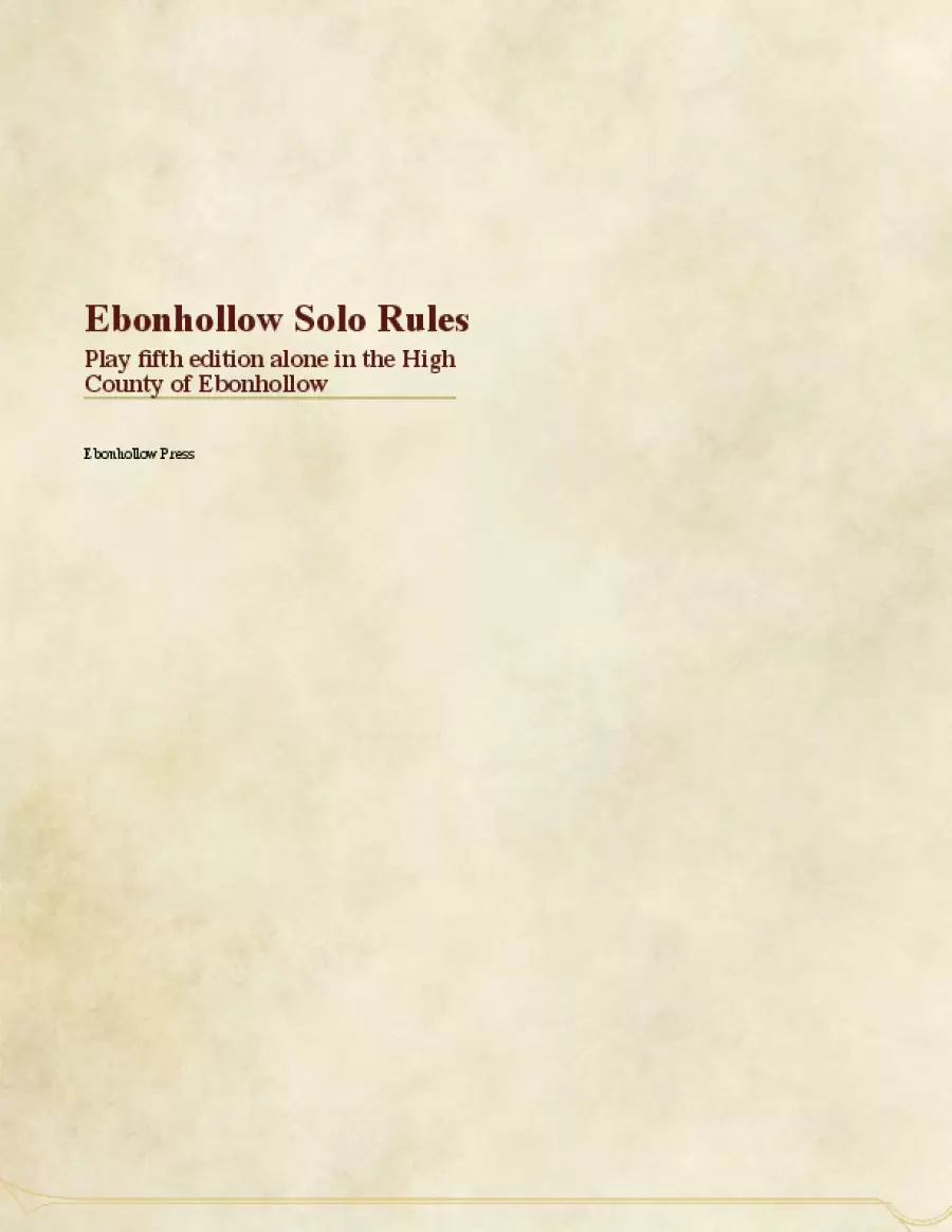 Ebonhollow Solo Rules: Play 5e Alone (Free)