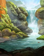Forest Waterfall Scene - RPG Stock Art