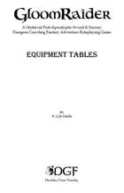 GloomRaider OSR RPG, Equipment Tables