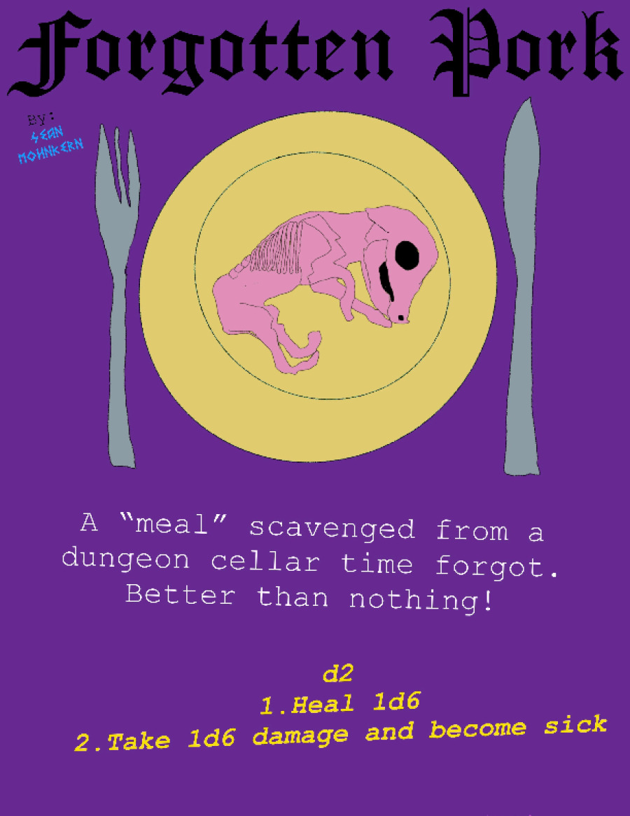 Forgotten Pork, A Meal for MÖRK BORG