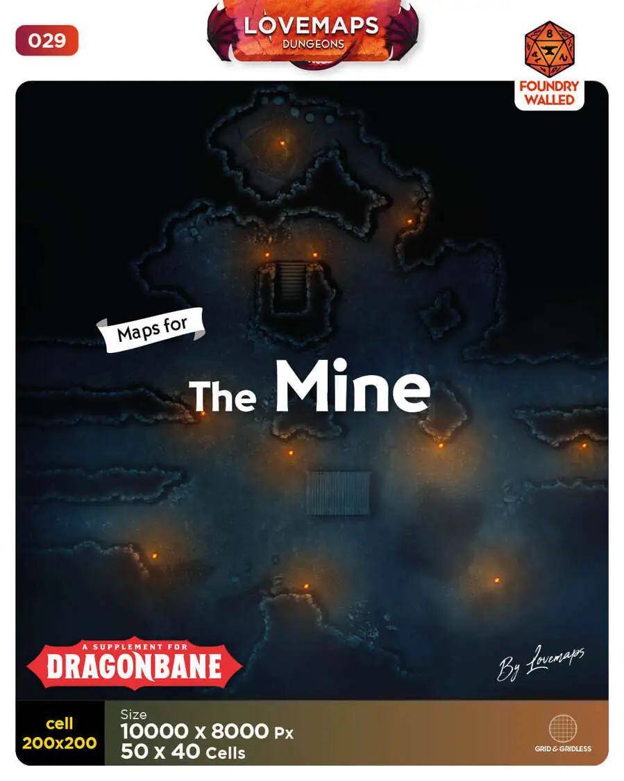 029 - Maps for DragonBane - PoG - The Mine - Lovemaps Dungeons