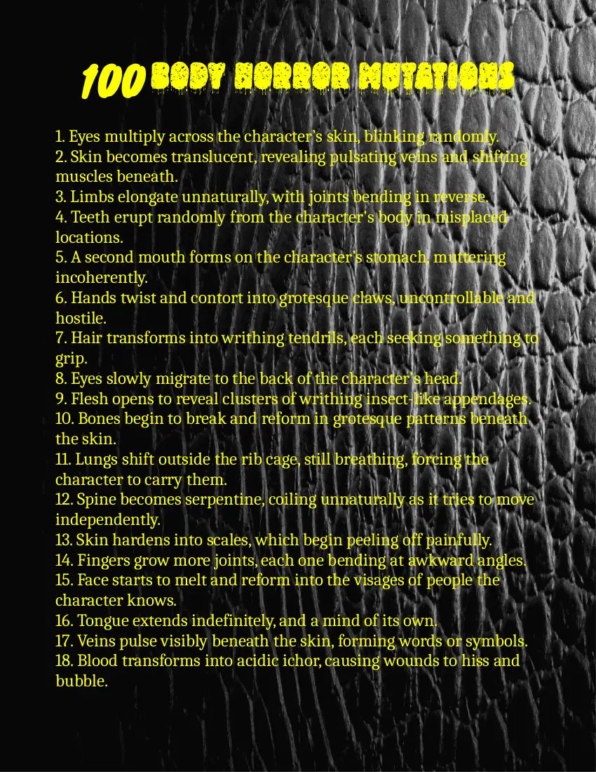 Portada de 100 Body Horror Mutations