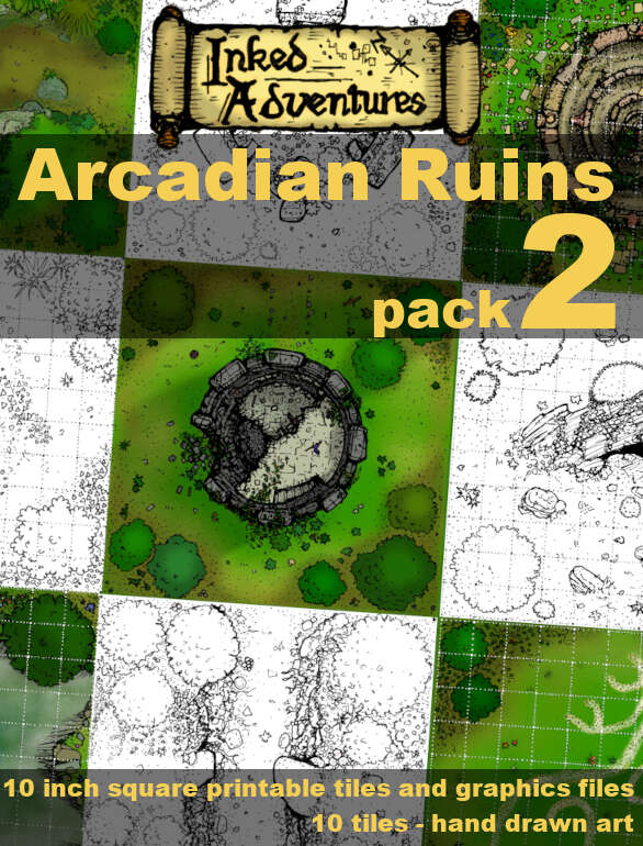 Inked Adventures Arcadian Ruins Pack 2 - Inked Adventures | DriveThruRPG
